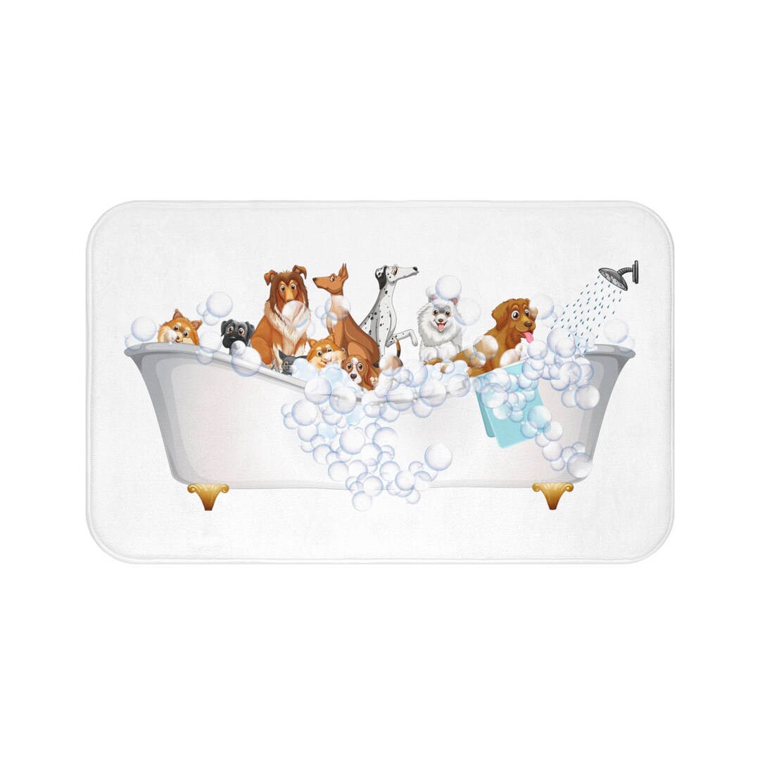 Funny Dog Bath Mat Pups in a Tub Dog Themed Gift Etsy