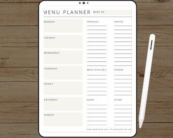 Digital Grocery List Template, Weekly Meal Planner, Goodnotes Grocery List, PDF Download, Shopping List, Goodnotes Planner