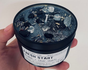 FRESH START libération vieille énergie obsidienne guérison quartz clair corps esprit méditation âme bougie magique cadeau végétalien protection de l'amour de soi