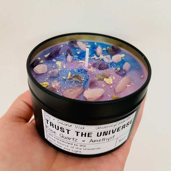 TRUST THE UNIVERSE - manifestation candle magic gift spiritual let go energy love chakra desires law of attraction handmade birthday