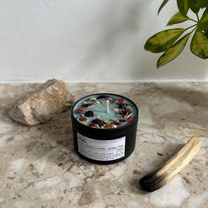 HEAL Candle Gift, Obsidian & Amber Candle, Self Care, Comfort Gift for Her, Thinking of You Gift, Stress Relief Candle, Meditation Candle image 2