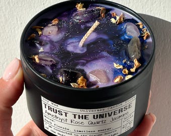 TRUST THE UNIVERSE – Ritual Candle, Anxiety Relief Candle, Self Care Gift, Meditation Candle, Spiritual Gift, Crystal Candle Bestseller