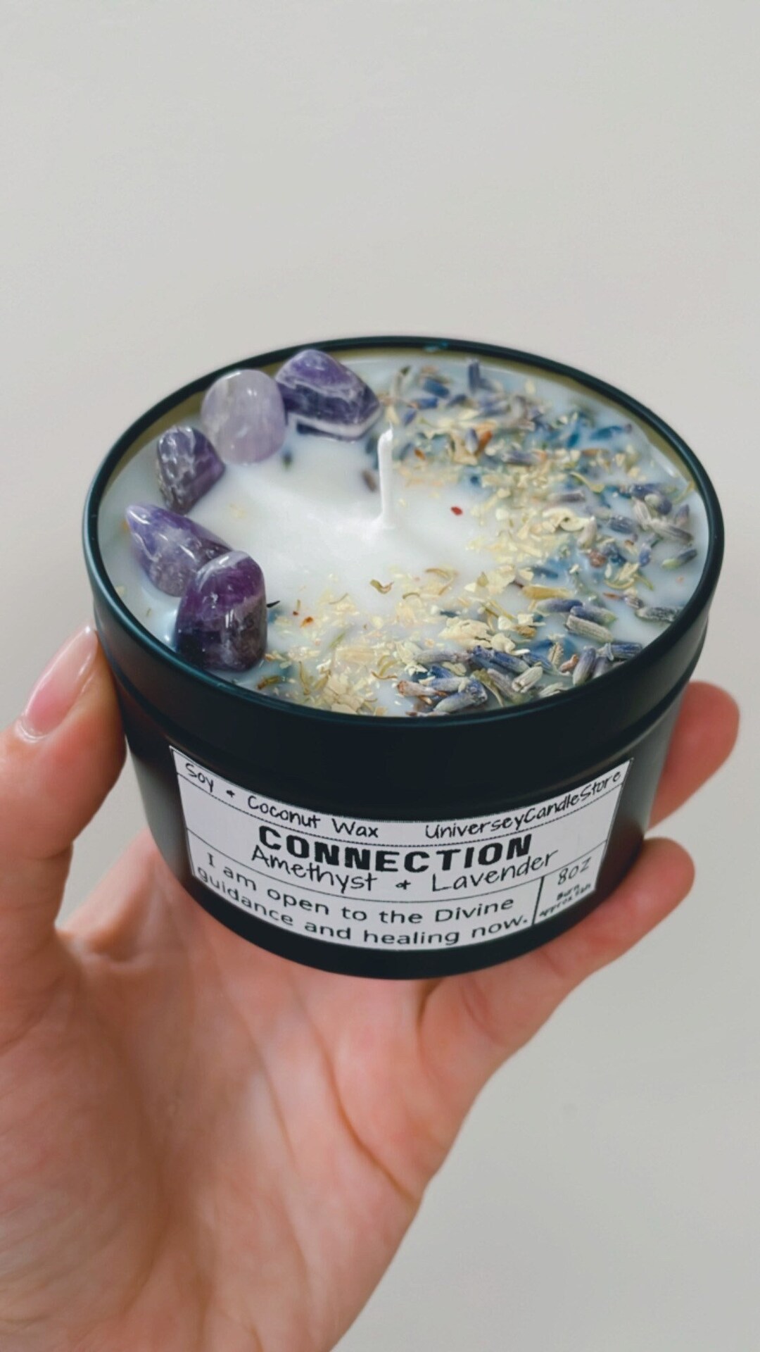 CONNECTION Amethyst Crystal Candle Intension Candle Spiritual Etsy UK