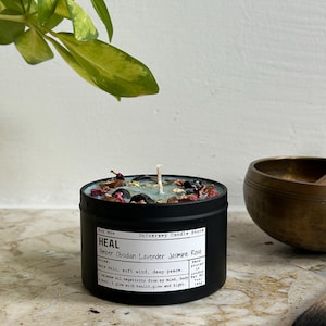 HEAL Candle Gift, Obsidian & Amber Candle, Self Care, Comfort Gift for Her, Thinking of You Gift, Stress Relief Candle, Meditation Candle image 3