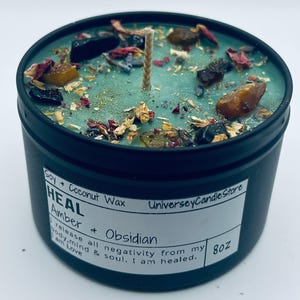 HEAL from negative toxic energies good vibe meditation health protection grounding obsidian baltic amber chakra magic vegan affirmation gift