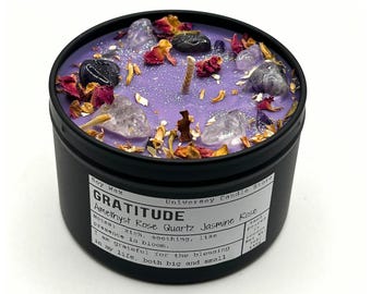 GRATITUDE Candle Thank You Gift Candle, Appreciation Gift for Her, Self Care Candle, Meditation Candle, Spiritual Gift, Crystal Candle