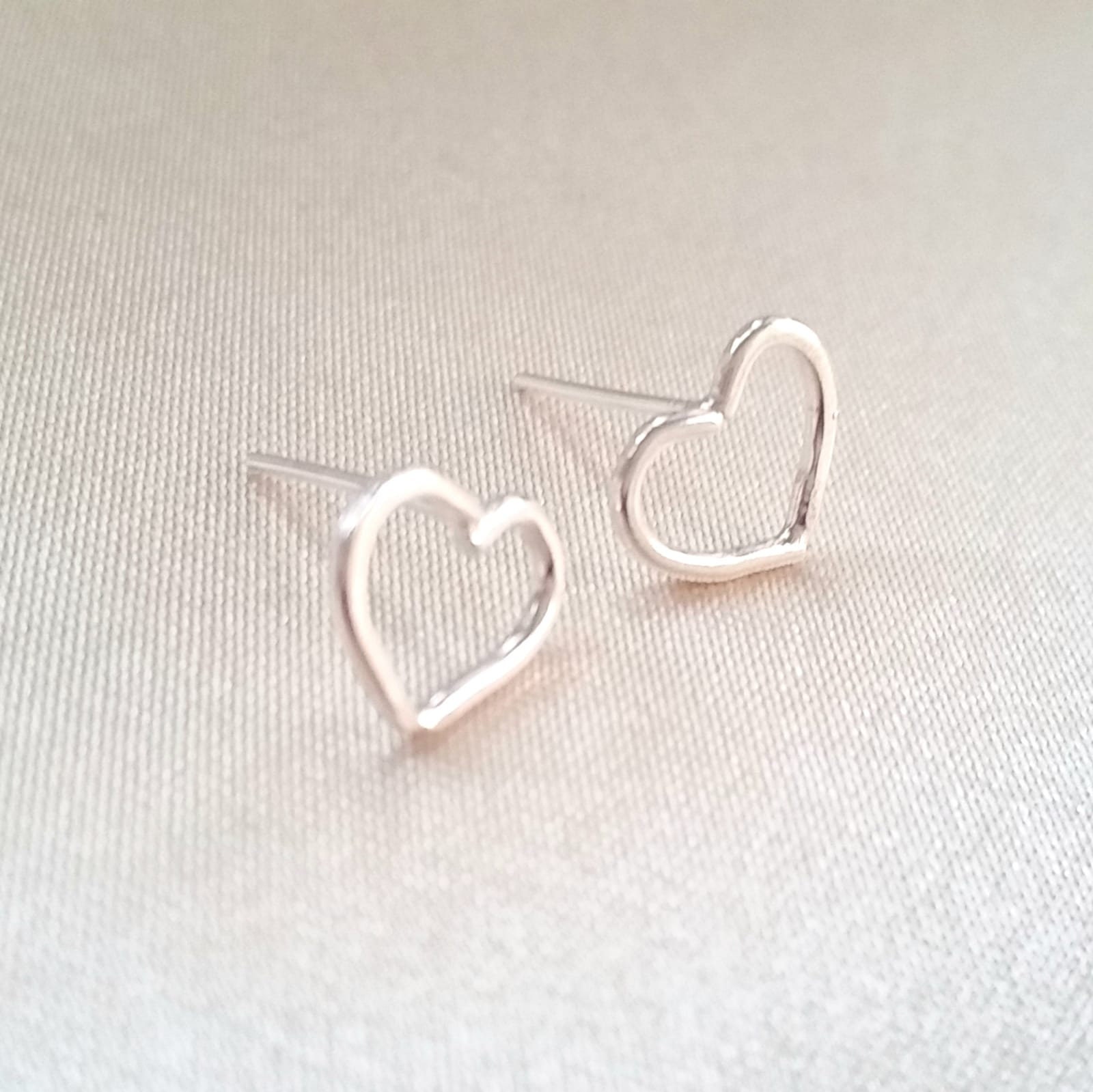 Handmade sterling silver heart-shape stud earrings | Etsy