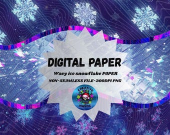 Wavy Ice Snowflake Digital Paper – Non-Seamless PNG