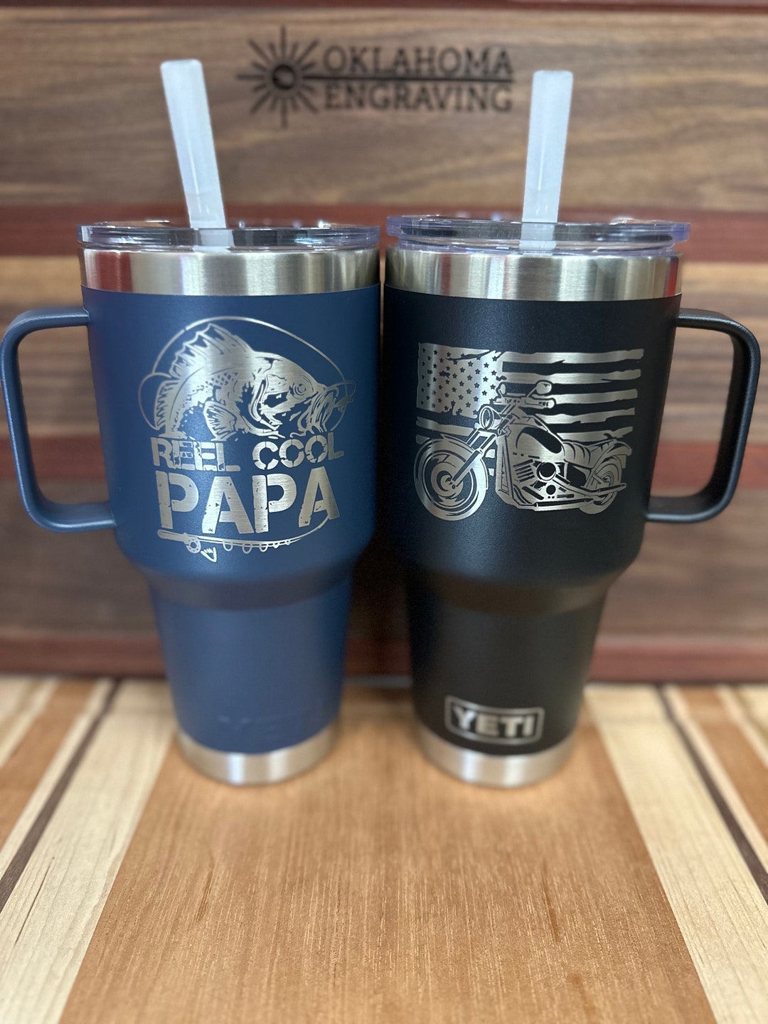35 Oz Yeti W/ Handle & Straw Lid Engraved, Yeti Tumbler With Handles