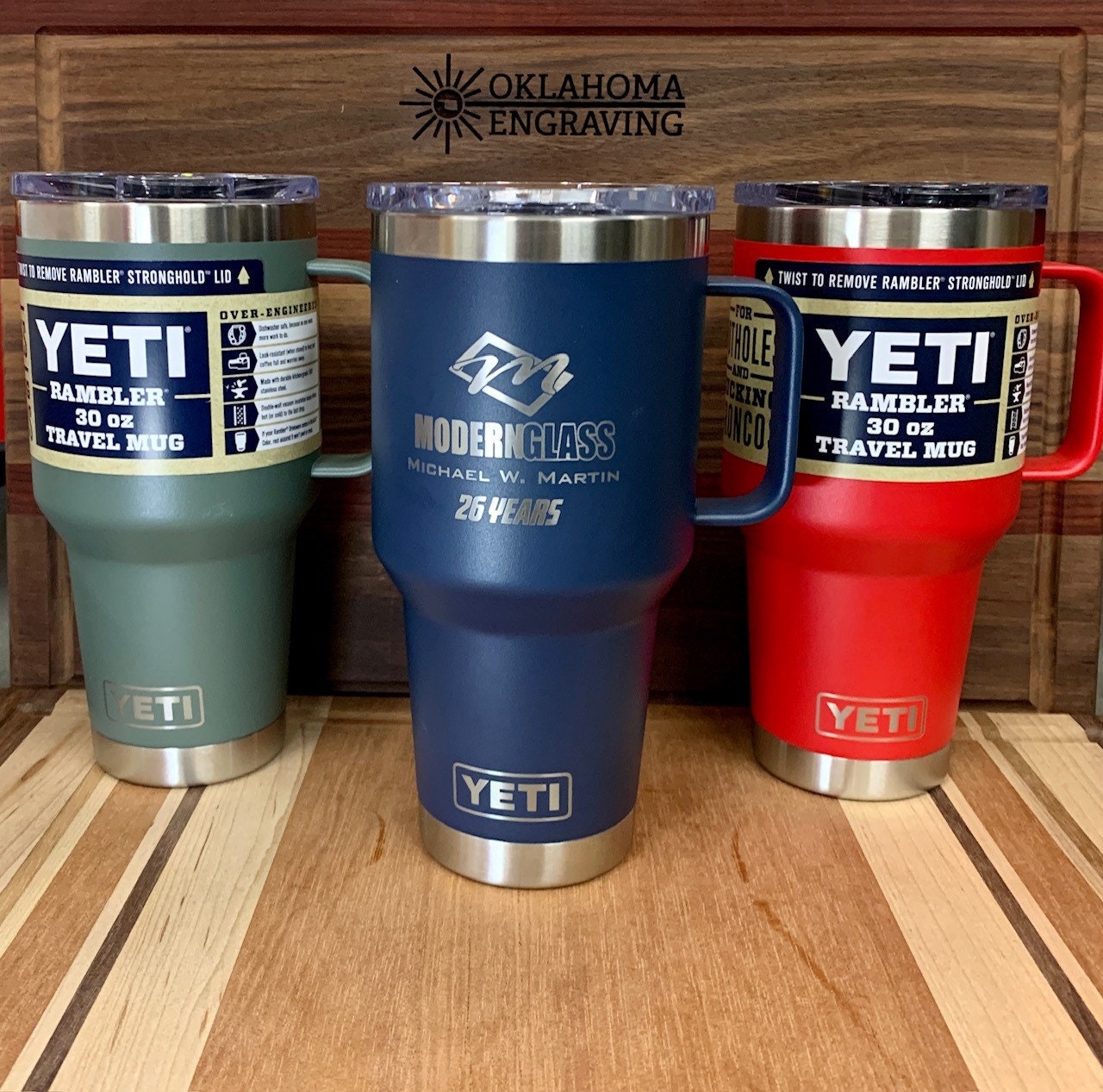 30 Oz Yeti With HANDLE and Stronghold Lid Engraved, Custom Yeti