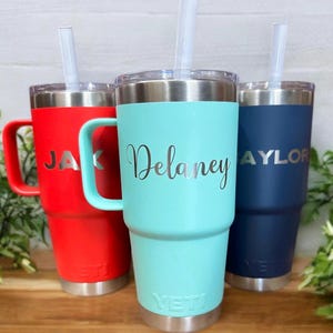 25oz Custom Engraved Yeti with Straw and Handle