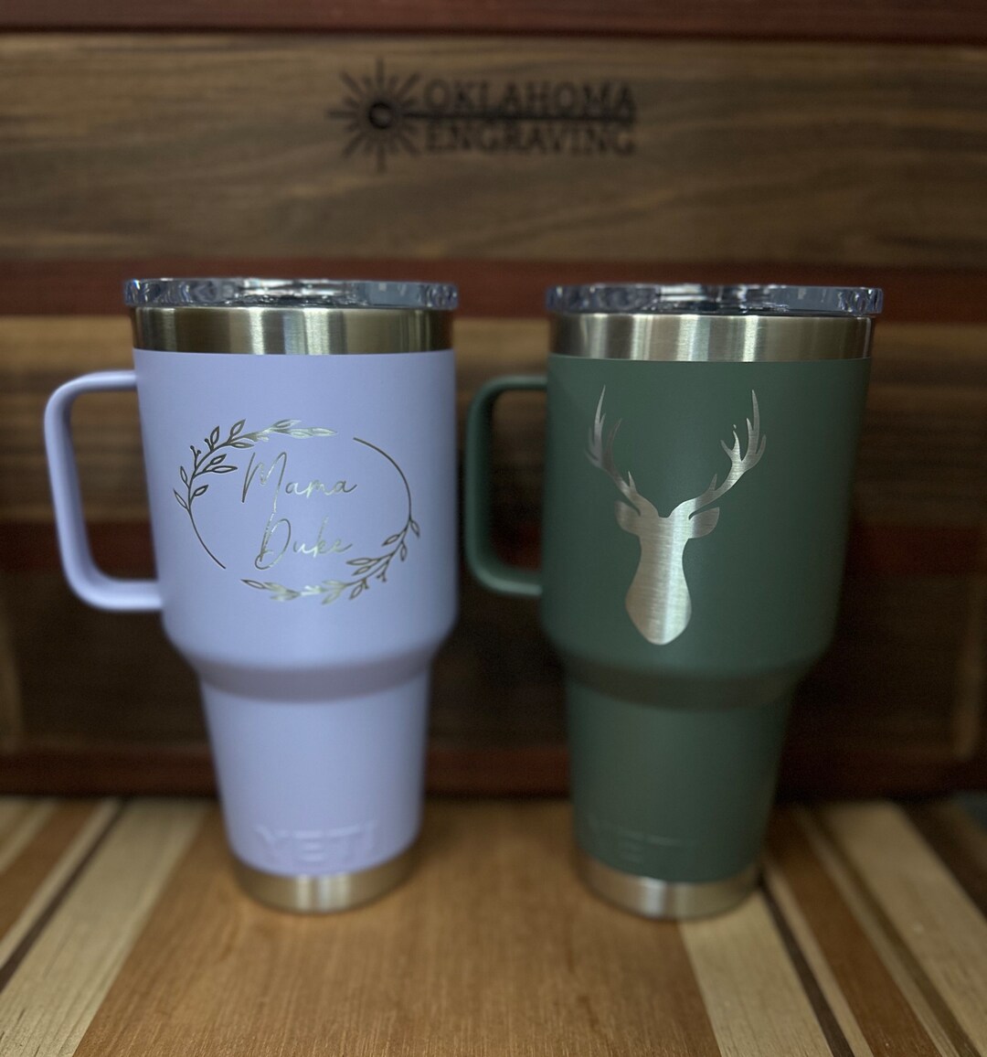 30 Oz Yeti With HANDLE and Stronghold Lid Engraved, Custom Yeti With