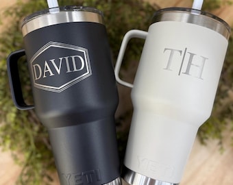 Custom Engraved 35oz Yeti Tumbler with Handle & Straw Lid