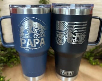 Engraved 30oz Yeti Tumbler with Handle: Custom Logo, Leak-Resistant
