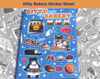 Cute Kitty Bakery Sticker Sheet | Aesthetic Decorative Cat Stickers
