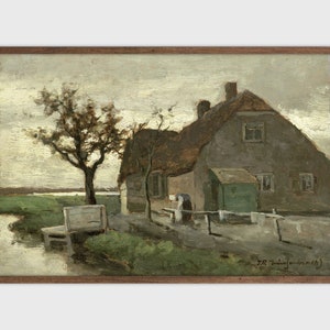 Vintage Farmhouse Print Vintage Landscape Painting Farmhouse Printable
