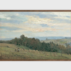 Country Farmhouse Painting Vintage Landscape Print Farmhouse Printable