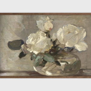 Flowers Still Life Painting Vintage Floral in Vase French Antique Art Print Printable Digital