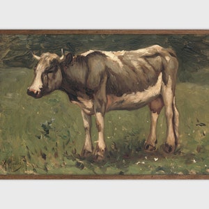 Vintage Cow Painting Farmhouse Print Rustic Poster Printable