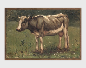 Vintage Cow Painting Farmhouse Print Rustic Poster Printable