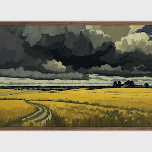 Dark Moody Storm Landscape Painting, Instant Download Print, Dramatic Wall Art, Cloudy Sky, Nature Photography, Digital Download