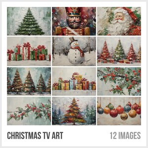 Christmas Frame TV Art, Vibrant Santa Holiday Painting for Festive Home Decor