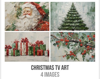 Holiday Vibes with Christmas Frame TV Art, Colorful Santa Painting for Festive Wall Decor