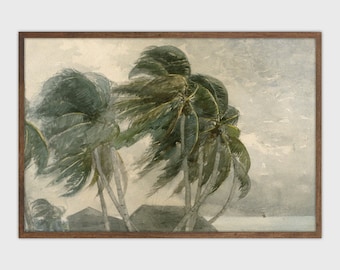 Cuadro de palmera vintage: Impresión de arte náutico tropical (descarga digital)