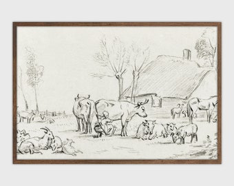 Landscape Painting Antique Art Vintage Print Countryside Printable Art