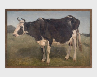 Vintage vaca pintura granja impresión cartel rústico imprimible