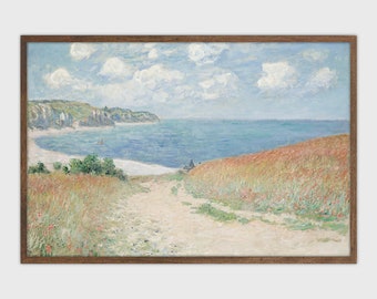 Antique Coastal Landscape Art Print: Vintage Beach Painting (Digital Download)