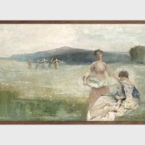 Spring Landscape Painting Vintage Print Farmhouse Printable Art