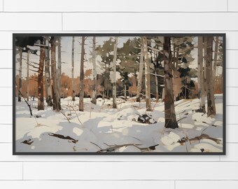 Samsung Frame TV - Winter Landscape Digital Art, Snow Scene Holiday Vibes Decor Print