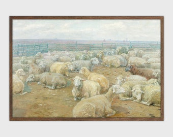 Vintage Nursery Print Vintage Sheep Farmhouse Painting Printable Art