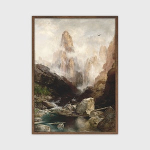 Mountain Landscape Print Vintage Oil Painting Antique Country Art PRINTABLE
