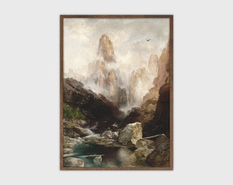 Mountain Landscape Print Vintage Oil Painting Antique Country Art PRINTABLE