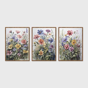 Wall Art Set Watercolor Wildflowers Floral Botanical Prints Minimalist Modern Art Boho Wall Decor