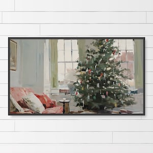 Frame TV Christmas Art - Festive Christmas Scene with Holiday Decor and Christmas Tree