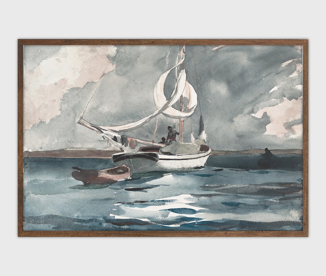 Vintage Ship Ocean Painting Nautical Seascape Wall Art Decor PRINTABLE ...