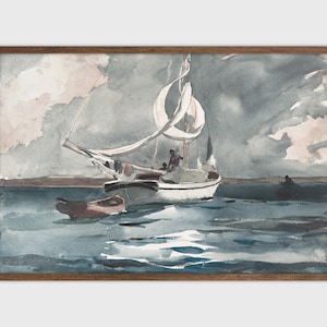 Vintage Ship Ocean Painting Nautical Seascape Wall Art Decor PRINTABLE Art