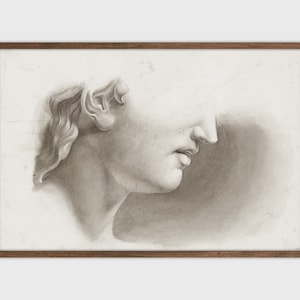 Vintage Portrait Study Drawing Antique Neutral Figure Sketch Wall Art PRINTABLE