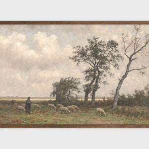 Sheep Painting Farm Animal Print Vintage Wall Decor Printable Art