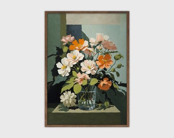 Cuadro floral vintage - Impresión floral botánica para pared - Descarga instantánea