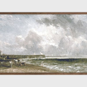 Beach Painting  Vintage Coastal Landscape Print Digital Printable Art