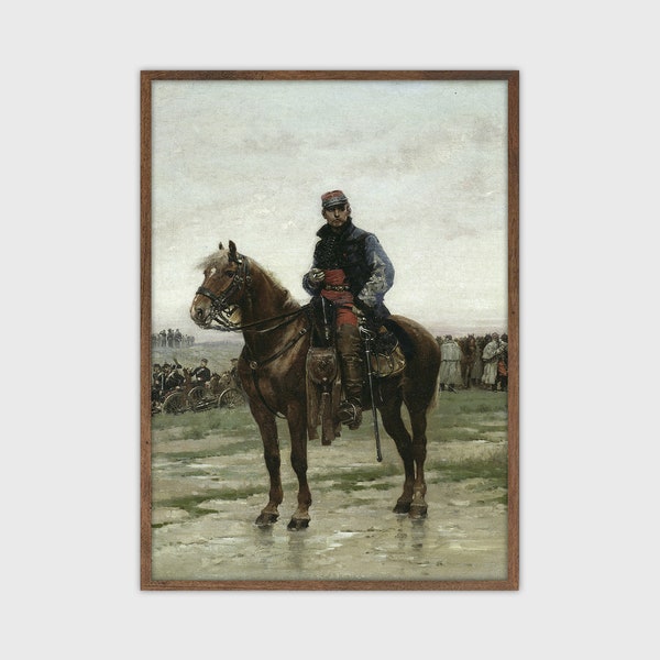 Equestrian Horse Portrait Civil War Soldier Painting Dark Academia PRINTABLE
