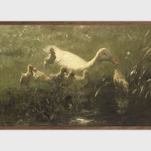 Spring Landscape Painting Vintage Print Farmhouse Duck Painting PRINTABLE