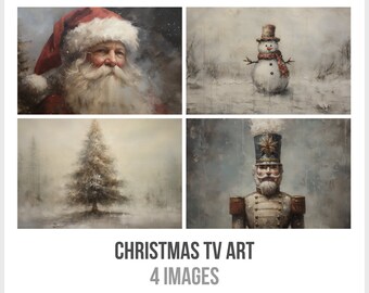 Whimsical Samsung Frame TV Art: Christmas Winter Holiday Scenes - Snowman, Santa Claus, Nutcracker