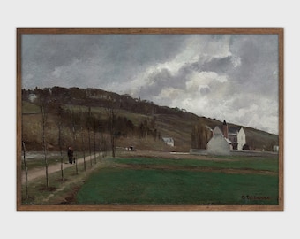 Moody Landscape Painting Vintage Print Clouds Printable Art