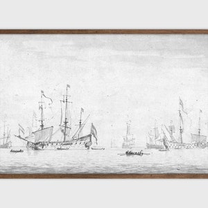 Harbor Sketch Vintage Sailboat Drawing Antique Print Etching PRINTABLE