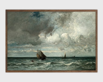 Vintage velero pared arte Moody náutica impresión playa casa decoración arte imprimible